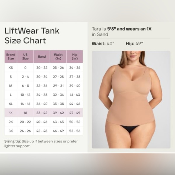 NWT Honeylove LiftWear Tank Toffee XL Built-In Bra Smoothing Cami $84 - Picture 3 of 3